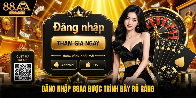 Đăng nhập 88AA được trình bày rõ ràng